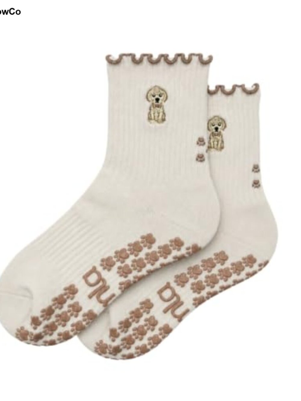Embroidered Grip Socks for Yoga Barre Pilates